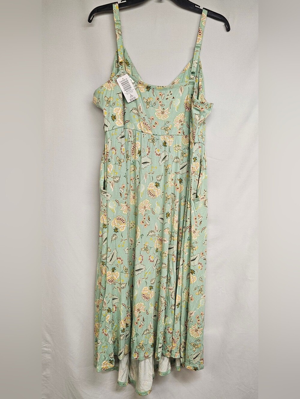 Torrid NWT Midi Super Soft Button-Front Skater Dress Size 2X Green Floral Pocket - Picture 7 of 12